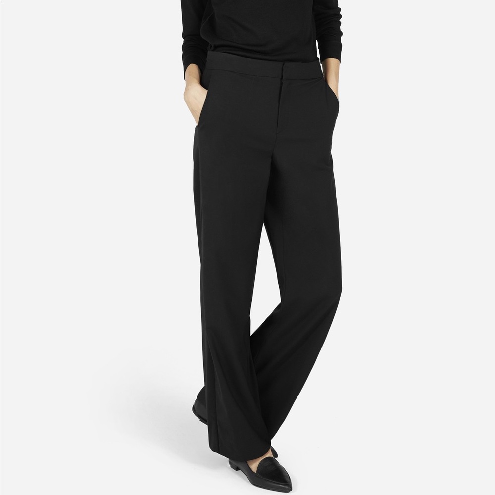 Everlane slouchy wide leg wool pants sz 0 black